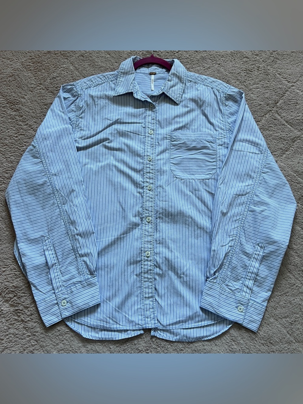 Free People Striped Tie Back Blouse Preppy Cottage Minimalist Peasant Sz S